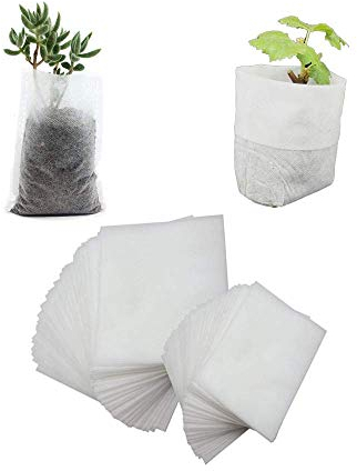 Mein HERZ 500 Pcs Sacs à Plantes Non Tissé Biodégradables - Tissu Pour Semis et Croissance d'Élevage - Tomates, Fleurs et Plus - Blanc - 8 × 10 cm