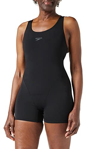 Speedo Essential Endurance + Legsuit Maillot de Bain Femme pour Natation, Noir/Gris, 42