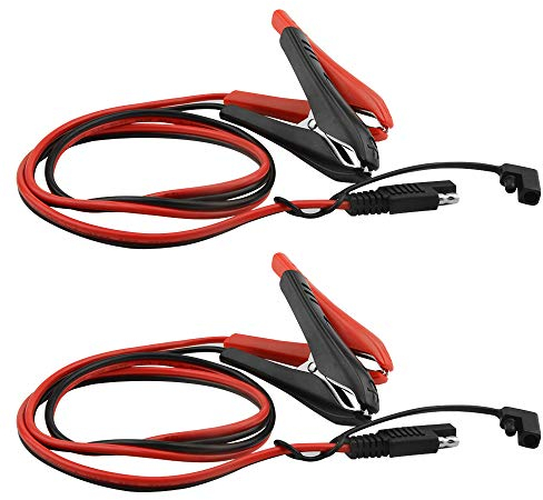 WMYCONGCONG Lot de 2 Pinces crocodiles pour batterie, adaptateur à dégagement rapide SAE 14 AWG pour pinces crocodiles, connecteurs SAE, câble de charge d'extension pour voitures et motos