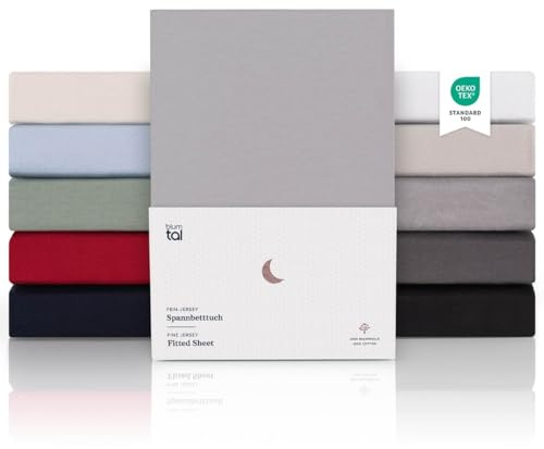 Blumtal® Premium Spannbettlaken 200x200cm Jersey Boxspringbetten 2er Set - Oeko-TEX zertifiziertes Spannbettlaken 200x200 Boxspringbett aus 100% Baumwolle - Bettlaken 200x200 Boxspringbett Dunkelgrau