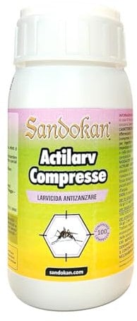 Sandokan- Larvicida in pastiglie effervescenti, Patiglie Anti Zanzare - 100 compresse (Divididere in 2 per ottenere 200 Trattamenti) ART.7334