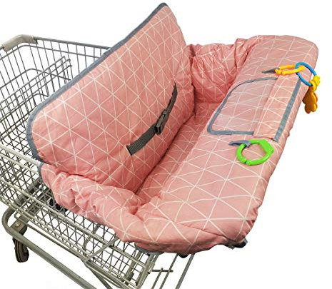 Einkaufswagenbezüge für Baby Mädchen, Baumwoll-Hochstuhlbezug, Kleinkind-Einkaufswagen-Kissen, Babywagenbezug für Babys Mädchen, maschinenwaschbar, groß (rosa)