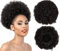 Afro Puff Kinky Curly Drawstring Pferdeschwanz Dutt Kunsthaar für Afroamerikanische Hochsteckfrisuren Haarverlängerung mit 2 Clips in Dutt Pferdeschwanz Extensions X-Large Größe