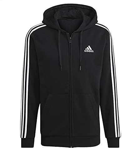 adidas Mens M 3S FL FZ HD Jacket, Black, L