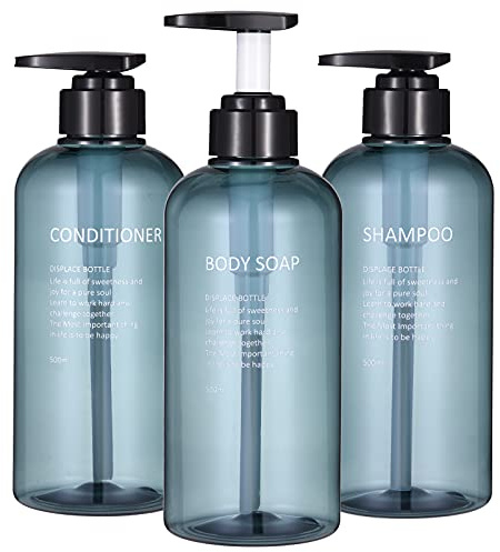 Lot de 3 flacons distributeurs de shampooing et d'après-shampooing, 500 ML en Plastique vides Rechargeables