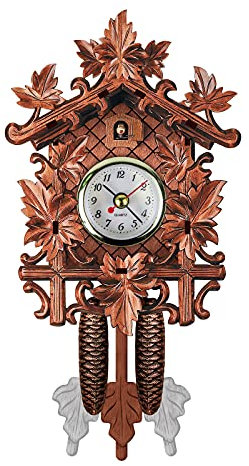 Ewendy Reloj de cuco de madera hecho a mano para colgar en la pared, reloj de cuco de madera envejecida, reloj de pared de cuco para decoración del hogar