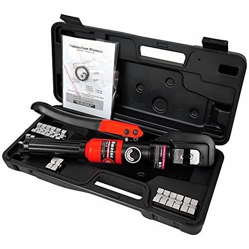 AMZCNC Pinza crimpatrice idraulica per cavi della batteria, strumento di crimpatura da 12 AWG a 00 (2/0), kit pinza crimpatrice per cavi elettrici, strumento di crimpatura per funi metalliche da 1/8,
