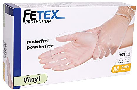 FETEX 100 Vinylhandschuhe Einweghandschuhe transparent weiß S-XL puderfrei Medizin TOP (S)