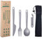 Boundless Voyage 4 Pieces Utility Cutlery Set Titanium Spoon Fork Knife & Bottle Opener for Travel Camping with Carry Case Ti1066T