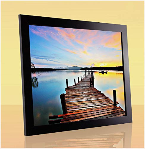 Puzzello Puzzlerahmen Bilderrahmen Posterrahmen 50x50 cm Schwarz Schlicht Matt 50x50 cm mit Antireflex Kunstglas