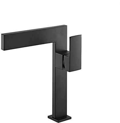 Fw Rubinetto Bagno Cascata, Alto Miscelatore Monocomando Lavabo Bagno Moderno Ottone Rubinetto Bagno Lavabo, Regolazione A Caldo E Freddo Rubinetto Bidet, Valvola in Ceramica, Nero