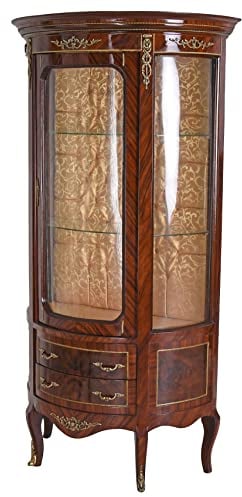Vitrine halbrund Vitrinenschrank Rokoko Holzvitrine 90x47x176cm Antik Regal bar007 Palazzo Exklusiv