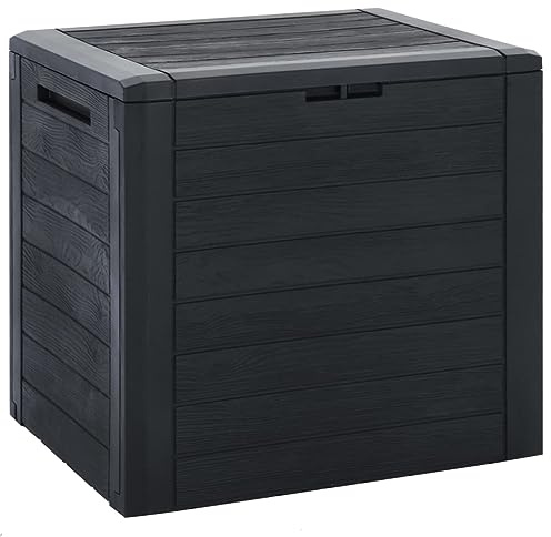 homiuse Gartentruhe Anthrazit 58,5x46x55 cm Polypropylen Gartenbox Auflagenbox Aufbewahrungstruhe Gartentruhe Garten Wasserdicht Kissenbox Outdoor Wasserdicht Stilvolles Design Garten und Hof