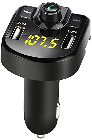 Trasmettitore radio Bluetooth adattatore auto MP3 USB FM caricabatterie wireless Bluetooth MP3 MP3 MP3 per autoradio (nero #1, taglia unica)