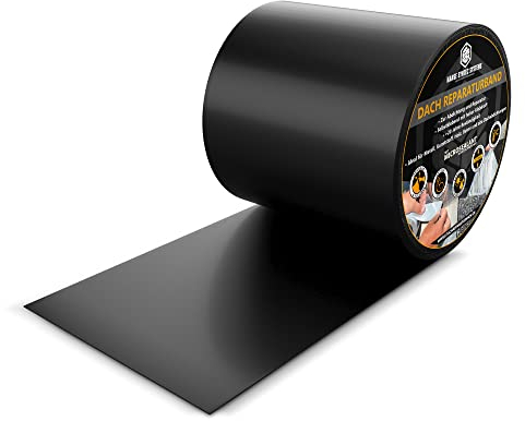 HSS Dach Reparaturband selbstklebend mit MicroSealant Klebstoff – für Dach & Abdichtungen – wasserdichtes Klebeband – Schwarz – 100 mm x 5 m