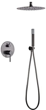 MICE - Conjunto de ducha empotrado techo - kit monomando de ducha para baño de 2 vias - griferia baño color Black Gun Metal - ducha empotrado techo monomando gris oscuro satinado