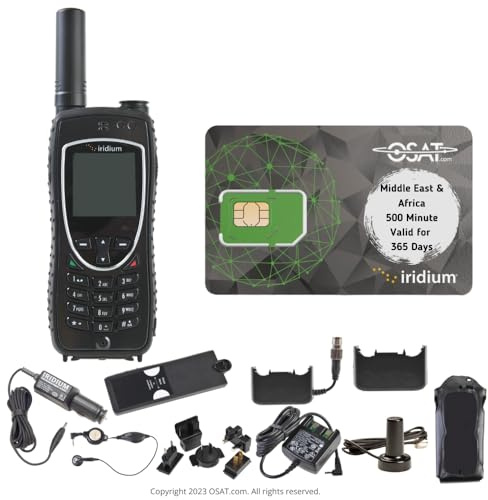 OSAT Iridium 9575 Extreme Satellitentelefon, Telefon und Prepaid-SIM-Karte mit Naher Osten und Afrika, 500 Minuten/365 Tage Gültigkeit – Sprach-, Text- und SMS-Abdeckung weltweit