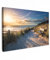 MuchoWow© Leinwand Bilder Groß 120x80 cm XXL Wanddeko Wohnzimmer Aesthetic Room Decor Deko Zimmer Wandbilder Modern Fotogeschenke Sonnenuntergang - Strand und Meer - Düne - Gras - Bank - Sonne