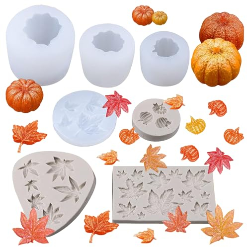 3D Silicone Citrouille Époxy Moule,7 Pcs Moule époxy Citrouille,Moules de Thanksgiving en silicone,pour Festival Bonbons Gâteau Faire Automne Récolte Thanksgiving Halloween DIY Artisanat Décoration