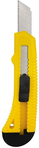 RAYLU PAPER - Cúter profesional retráctil con mango antideslizante y cuchilla de 18mm, Cutter universal resistente con guía de acero inoxidable y bloqueo de hoja para almacén (Modelo 130)