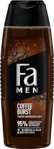 FA Duschgel Men Coffee Burst mit parfüm-inspirierten Duft (1x 250ml) 2in1 Formel für Körper & Haare, erlebe die intensive & zeitlose Duftkomposition von Aromatischem Kafee