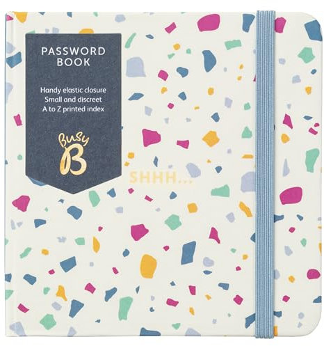 Busy B - FSC zertifiziert mit praktisher elastischer Schließband und diskreter gedruckter Index von A bis Z - Terrazzo