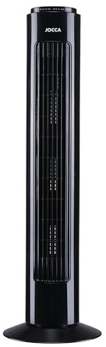 Jocca Ventilador de Torre con Mando a Distancia 50W | 3 Modos de Viento | 3 Velocidades | Oscilación 75º | Temporizador 7.5H | Apagado Automático | Diseño Compacto y Silencioso