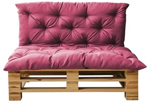 chilly pilley® Palettenkissen Gesteppt mit Schaumstoffflockenfüllung - Sitzkissen und Rückenlehne – Indoor & Outdoor, viele Farben - Rosa