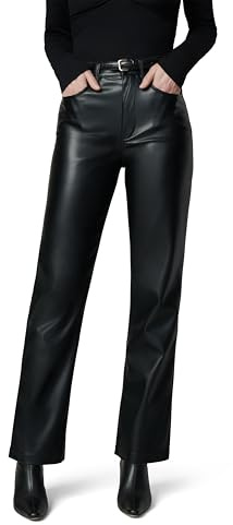 Joe's Jeans Women's The Margot High Rise Straight Leg Jean, Black Vegan Leather, 25