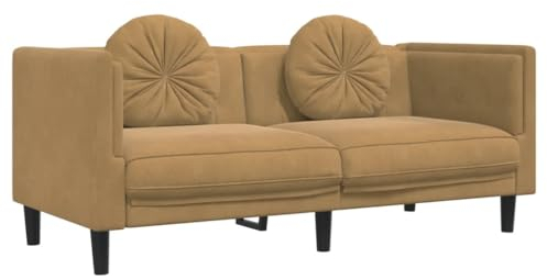 vidaXL Sofa 2-Sitzer mit Kissen Couch Loungesofa Polstersofa Wohnzimmer Sitzmöbel Wohnzimmermöbel Zweisitzer Loveseat Braun Kunstleder