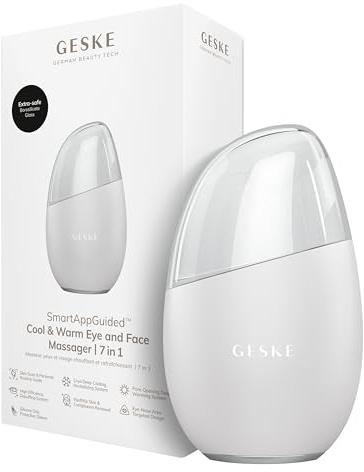 GESKE Cool & Warm Eye & Face Massager | 7 in 1 Massagegerät | SmartAppGuided™ | Massagegerät für Gesicht & Augen | Batterielose Wärme Kühltechnologie | Gegen Augenringe & Tränensäcke