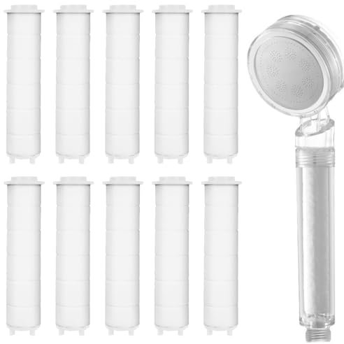 EIHI 10 Stück Duschkopf Ersatz-Filter | 2 in 1 PP-Baumwoll-Filter für gereinigtes & weicheres Wasser | Funktion für eine gesunde Kalk & Chlor freie Wasser-spar Dusche（10 x 2 cm）
