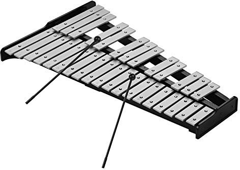YIWEOG 32-Noten Xylophon Pädagogisches Glockenspiel Holzbasis Massive Aluminiumstangen mit Mallets Percussion Musikinstrument mit Tragetasche für Erwachsene