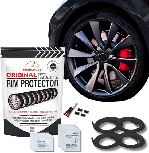 Rimblades Original Black Alloy Wheel Protectors - 9 Colour Options | Fits Up to 22” x 4 Wheels | For Curved/Round Edge Wheels | Easy DIY Fit | Car Exterior Accessory
