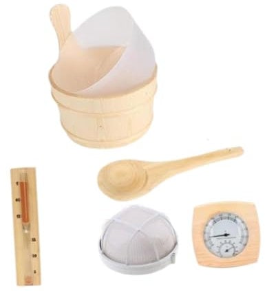 ＡＷＨＡＯ Ensemble seau et louche de sauna en bois, accessoires de spa, sablier de sauna pour salle de sauna à vapeur, ensemble d'accessoires de sauna