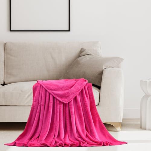 STGAO Plaid Canapé 50 x 160 cm Utilisable des Deux Côtés Couverture en Coton pour Le Lit Douce et Moelleuse pour Lit et Canapé, Lit Double, Canapé-Lit, Rose Rouge
