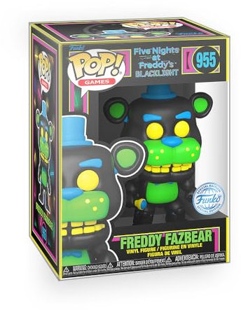 Epic Collectibles FNAF – Freddy Fazbear (Schwarzlichteffekt), limitierte Auflage, exklusives Vinyl-Figuren-Set mit kompatiblem Funko-Pop-Box-Schutz