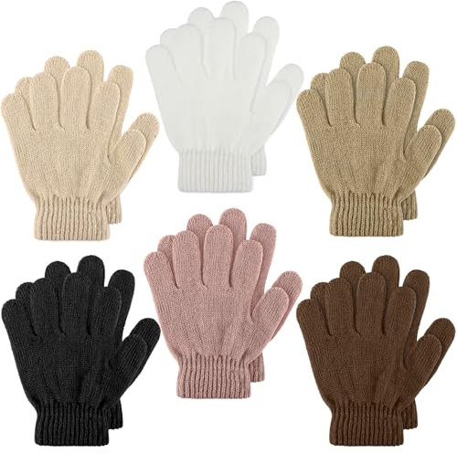SATINIOR 6 Paar Winter Kinder Handschuhe Kleinkinder Strickhandschuhe Baby Stretch Fäustlinge(Verschiedene Farbe,1–4 Jahre)