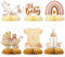 BETESSIN Babyparty Deko - 6 Stück Babyparty Tischdeko mit Storch Geburt Motiv - Bienenwaben Mittelstück - Tischdekoration für Babyshowerparty und Babyparty
