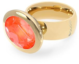 Qudo gold Ring TIVOLA big Edelstahl crystal orange ignite (orange/aprikot) (56 (18))