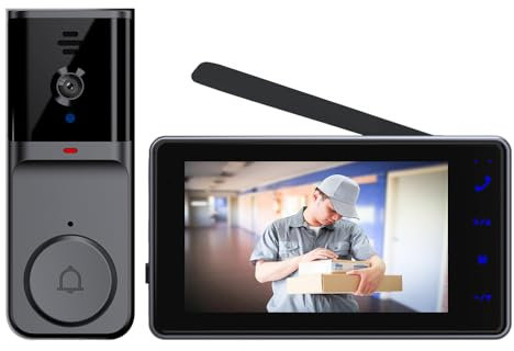TKMARS Videocitofono Campanello Bluetooth Videocitofono senza fili Smart 1080P,Dotato di Uno Schermo IPS da 4,3 pollici Campanello Senza Fili Da Esterno Citofono Supporto Interfono Bidirezionale