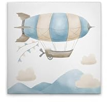 A.S. Création Leinwandbild Zeppelin mit Wolken Blau Beige - Wandbild in Beige, Blau - 40 x 40 cm - DD129393
