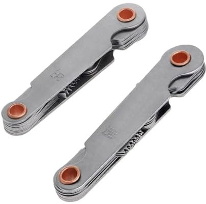Medidor de Tornillo Métrico y Imperial, Herramienta de Medición de Rosca Métrica en Acero Inoxidable, Galga de Roscas, Galgas de Roscas Herramienta Medicion, Métrico 60 ° e Imperial 55 °, 2 Piezas