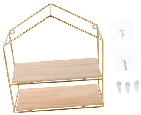Generisch 1 Satz Display-rack Montiert Bildleiste Weinregal Kuriositätenkabinett Schwebende Regale Zur Wandmontage Platte Eckregal Achteckige Regale Gestell Fingerhut Golden Holz