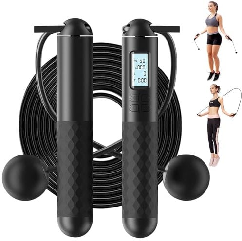 CLIUNT Springseil mit Zähler, Gravity Ball Springseil, Einstellbares Springseils mit Kugellager und rutschfesten Griffen, für Workout, Fitness, Boxen für Männer, Frauen, Kinde