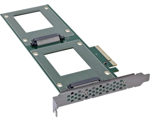 InLine PCI Express Karte zu 2X intern U.2 NVMe SFF-8639 - Bifurcation, PCIe x8, schmal, 76660O
