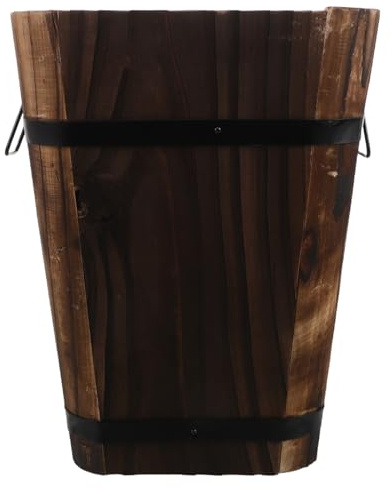 CLISPEED Carbonized Wood Umbrella Stand Holder with Drainage Holes Space-saving Indoor Outdoor Storage for Umbrellas Walking Sticks Fans Rustic Freestanding Planter Pot for Entryway Hallway