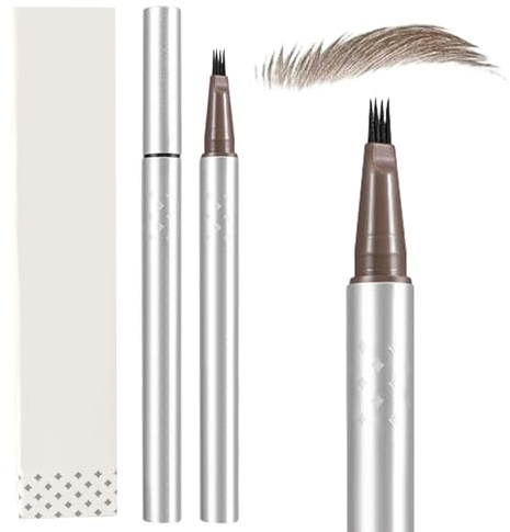 MOTIBACK 4-Zinken Microblading Augenbrauenstift, Wasserfest & Wischfest Anfängerfreundlicher Augenbrauenstift mit 0,01mm Präzisionsspitze für Natürliche Haarähnliche Brauen (Hellbraun)