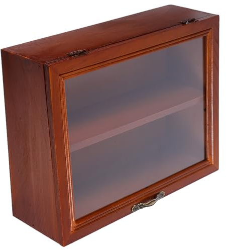 KAILIKETIY Vintage Vitrine aus Massivholz mit Acrylglas Tür Kleiner Wand und Tisch Ausstellungsständer für Figuren Schmuck
