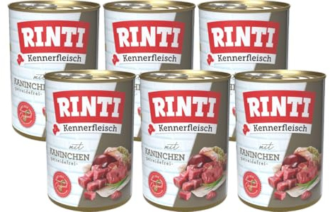 arelf Bundle RINTI Kennerfleisch Kaninchen 6x400g + Alpha Spirit Snack | 70 % Fleisch | 5 % Kaninchen | getreidefrei | ohne Kohlenhydrate | Flachsöl & Rübenfaser | Alleinfuttermittel